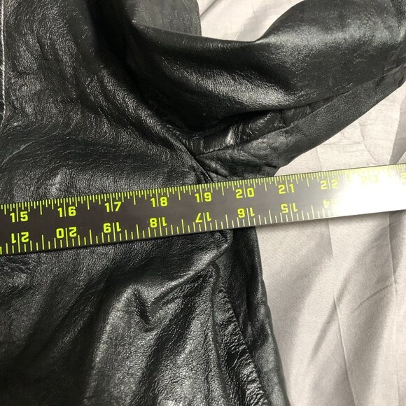 Women's Leather Jacket Black Blazer 8-10 Collared Button Front Classic - Picture 3 of 16